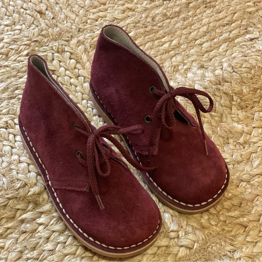Kids booties burgundy suede size 27 made in Spain
